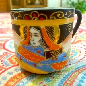 Vtg. teacup from Japanese Satsuma Moriage gilded tea service